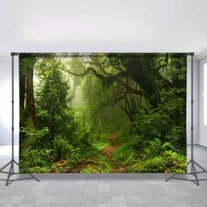 Simple Green Jungle With Narrow Path Spring Backdrop - 5X3FT(1.5X1M)