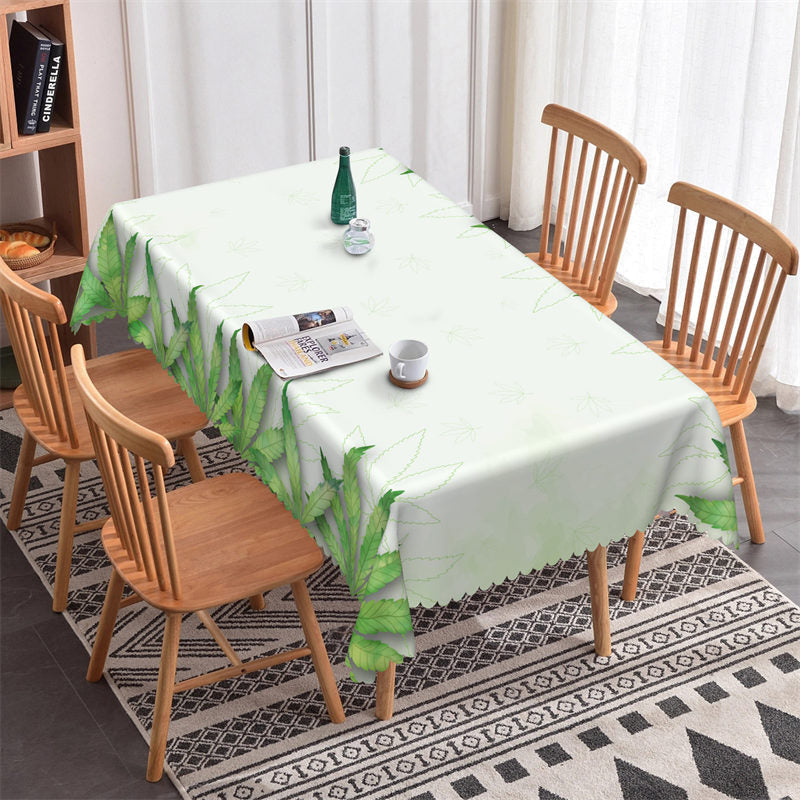 Simple Green Leaves Pattern Rectangle Tablecloth - 52x70 Inch