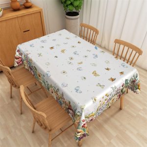 Spring Butterfly Flower Home Decorative Tablecloth - 52x70 Inch