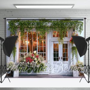 Spring Flower Store Doors And Windows Photo Backdrop - 5X3FT(1.5X1M)