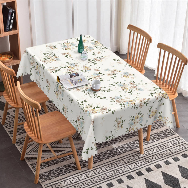 Spring Flowers Pattern Square Tablecloth For Kitchen - 52x70 Inch