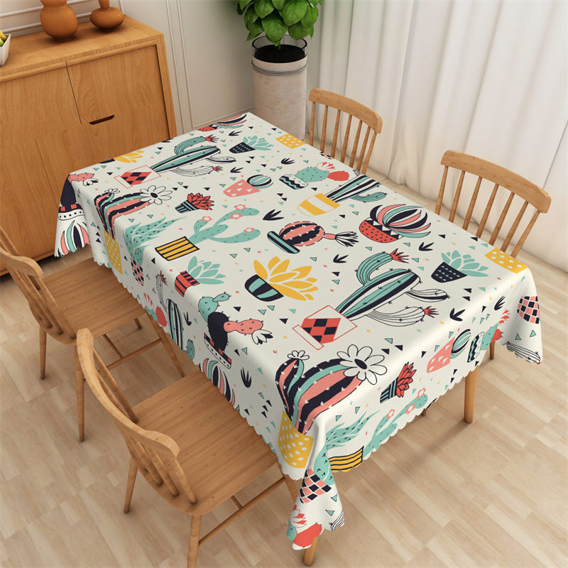 Stylish Cactus Patterns Vivid Rectangle Tablecloth - 52x70 Inch
