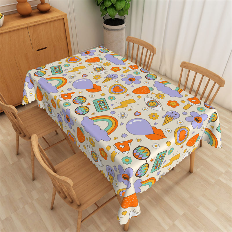 Stylish Rainbow Colorful Design Rectangle Tablecloth - 52x70 Inch