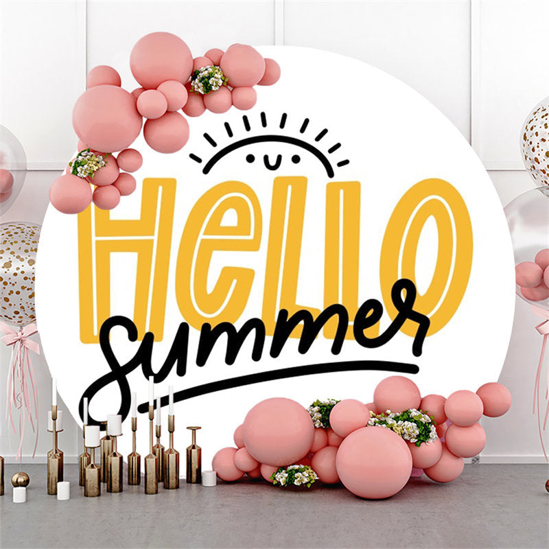Sum Simple Line Draw Round Hello Summer Backdrop - Diameter 5Ft/1.5M