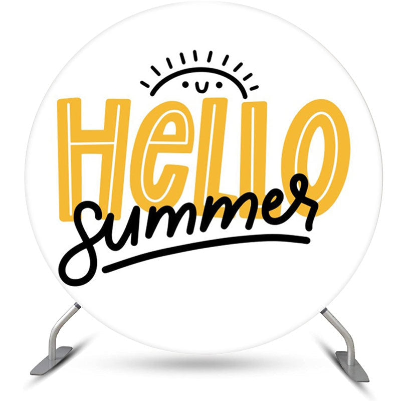 Sum Simple Line Draw Round Hello Summer Backdrop - Diameter 6Ft/1.8M