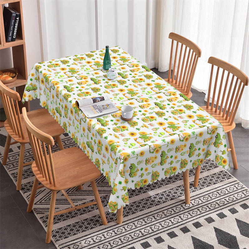 Sunflower Green Car Dwarf Pattern Square Tablecloth - 52x70 Inch