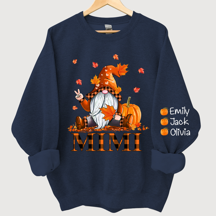 Thanksgiving Fall Elf Pumpkin Custom Sweatshirt - Navy / S