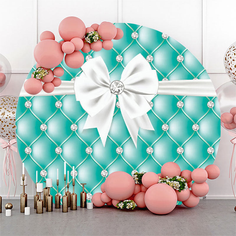 Turquoise Blue Sofa Pattern Round Party Backdrop - Microfiber Cloth / Diameter 5Ft/60inch/1.5M