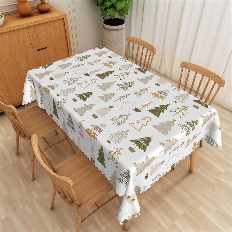 Variant Christmas Tree Pattern Repeat Fabric Tablecloth - 52x70 Inch