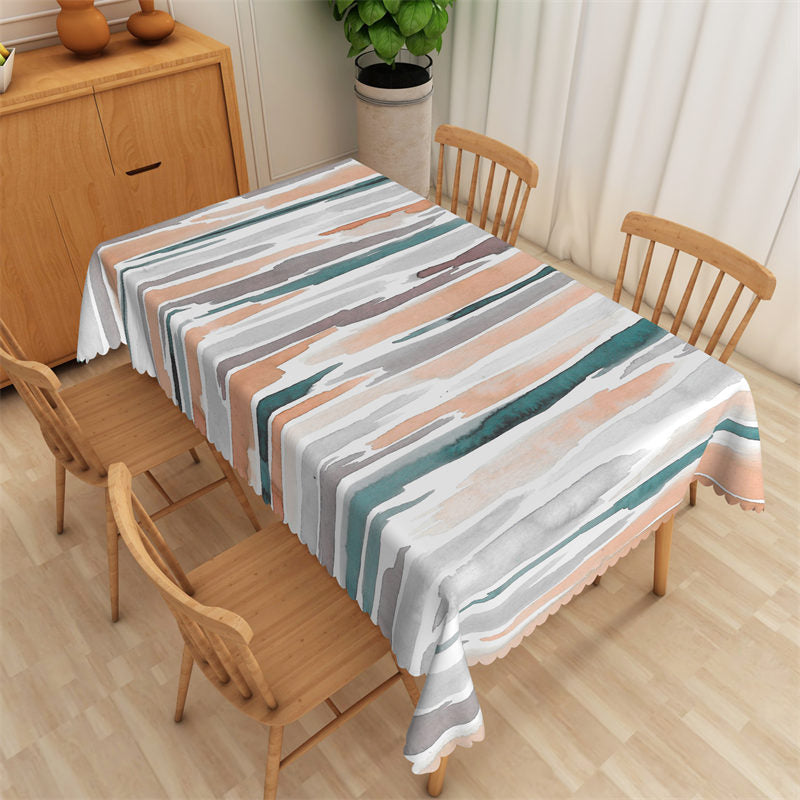 Watercolor Stripes Patterns Rectangle Tablecloth - 52x70 Inch