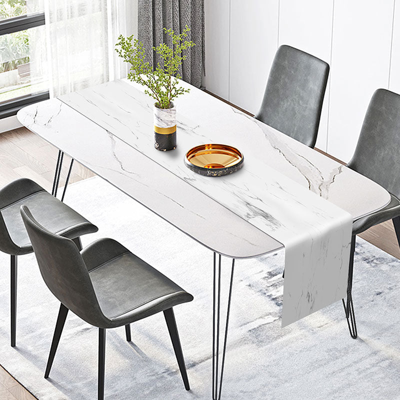 White Grey Marble Texture Dining Room Table Runner - 12x72 Inch
