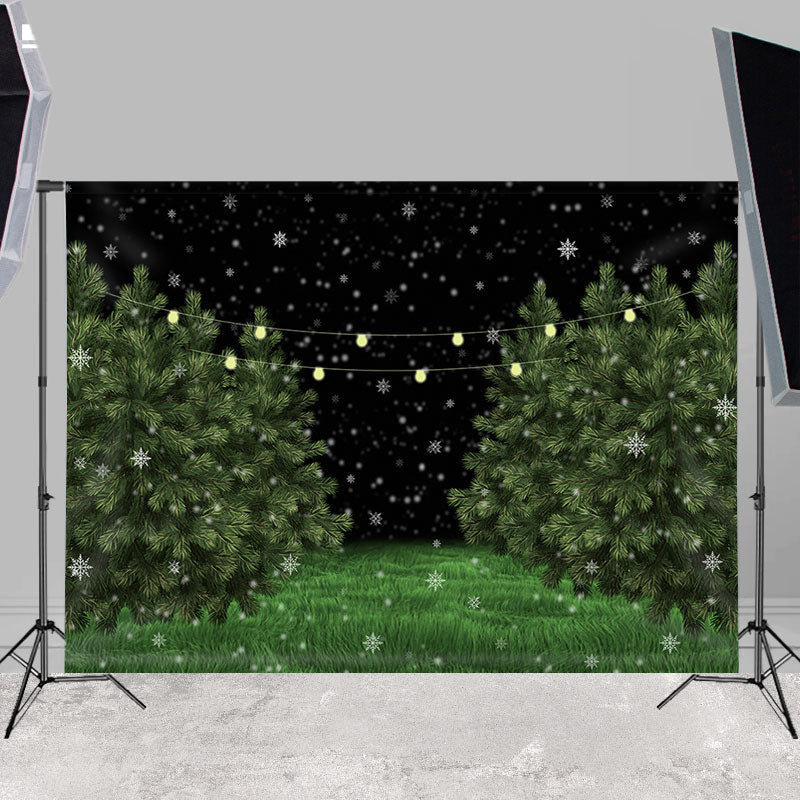 Winter Snowflake Night Lights Tree Backdrops - 5X3FT(1.5X1M)