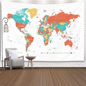 World Continent Country Distribution Map Tapestry - 59x39 Inch