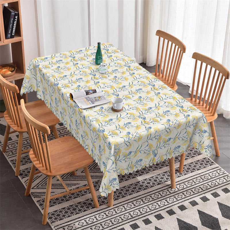 Yellow Flowers Rectangle Tablecloth for Kitchen - 52x70 Inch