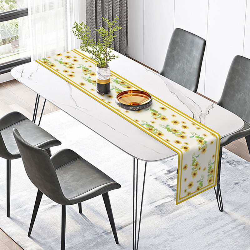 Yellow Line Sunflowers Repeat Summer Table Runner - 12x72 Inch