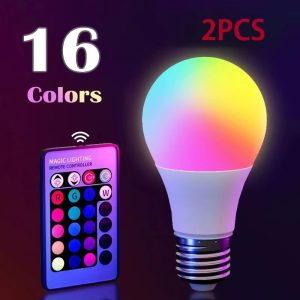 16-Color RGB LED Bulb with 24-Key Remote, Dimmable Color Changing Light Bulb E27 220V