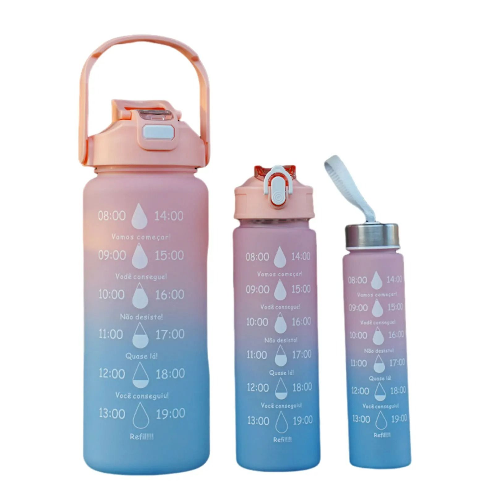 3-Piece Nesting Motivational Water Bottle Set