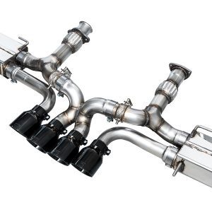 AWE 3025-43906 Exhaust System Kit; SwitchPath Cat-Back System; Stainless Steel; With Muffler; Dual Exhaust With Quad Exit; Rear Exit; 4.5 INCH Diamond Black Tips