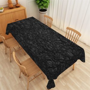 Abstract Black Wrinkle Pattern Rectangle Tablecloth - 52x70 Inch