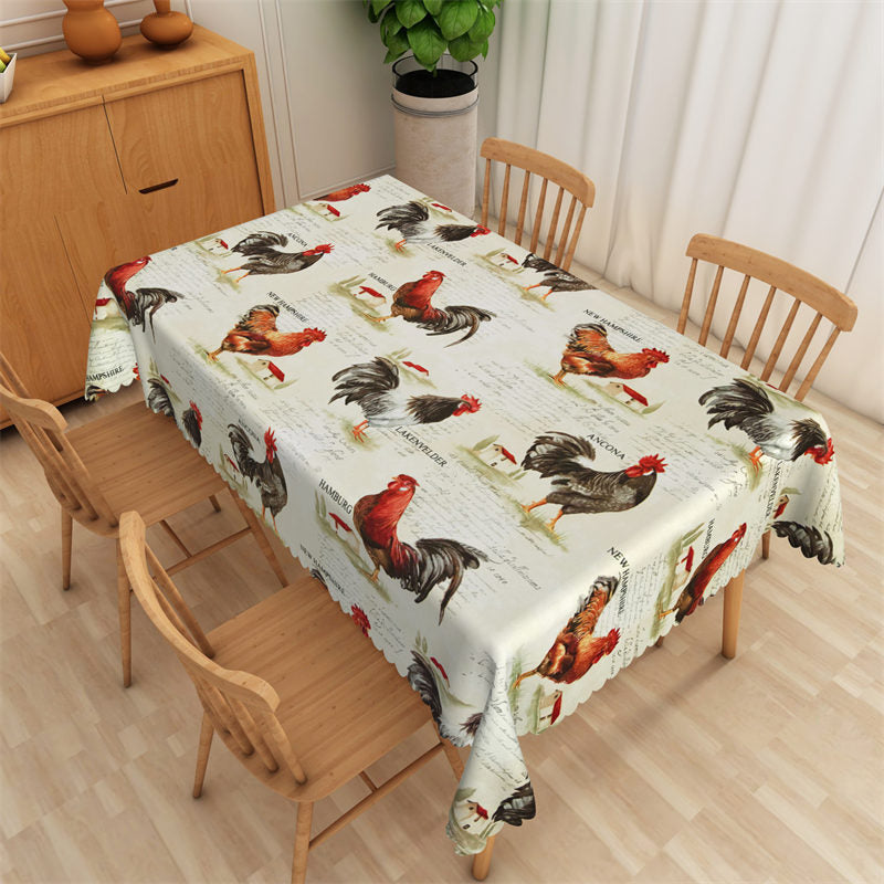Animals Rooster Farm Chickens Rectangle Tablecloth - 52x70 Inch