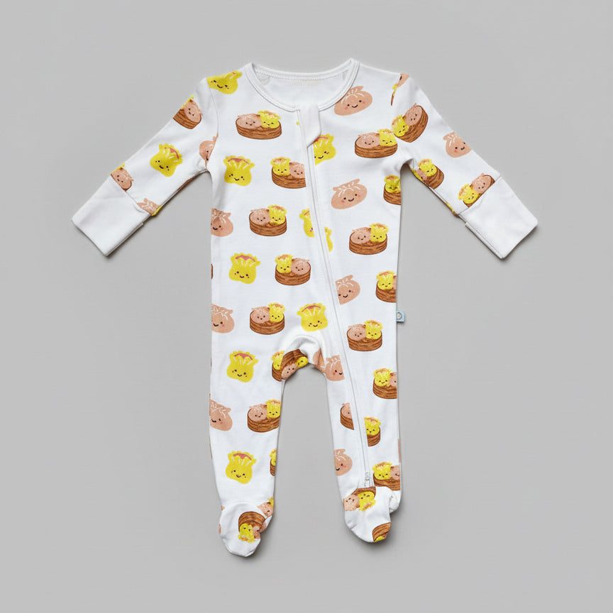 Bamboo Convertible Zip Romper - Dim Sum - 3 - 6M
