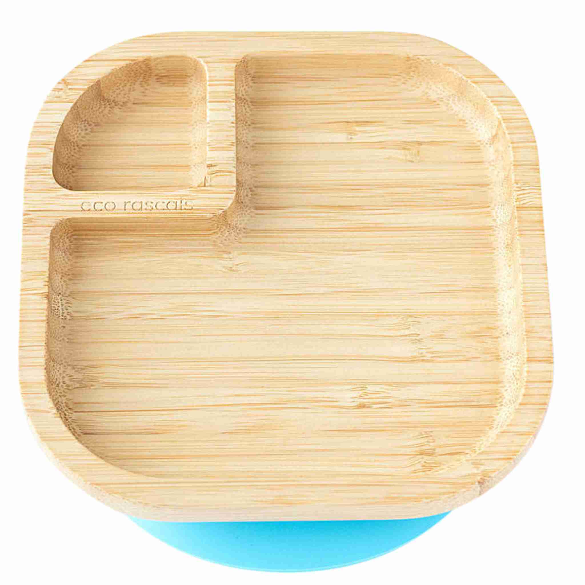 Bamboo Square Suction Plate - SkyBlue