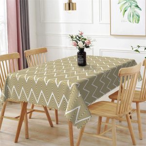 Beige Chevron Pattern Dining Rectangle Tablecloth - 52x70 Inch