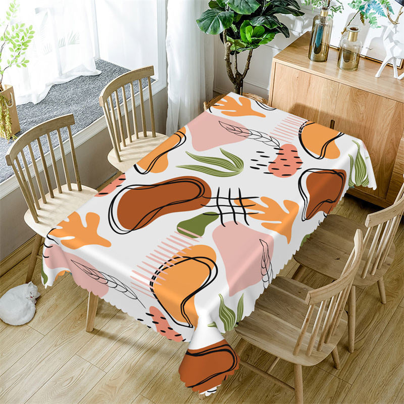 Black Lines Artistic Patterns Rectangle Tablecloth - 52x70 Inch