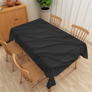 Black Ripple Simple Modern Rectangle Tablecloth - 52x70 Inch