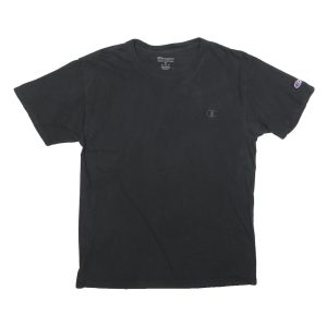 CHAMPION Mens Black Classic T-Shirt M Short Sleeve Crew Neck Chest Logo