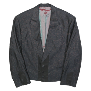 COPY RIGHT Mens Black Jacket L Polyester Blend Button Classic Plain Formal