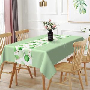 Candy Green Leaves Branch Spring Rectangle Tablecloth - 52x70 Inch