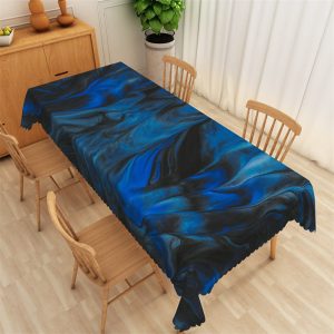 Chic Fluid Blue Marble Texture Rectangle Tablecloth - 52x70 Inch