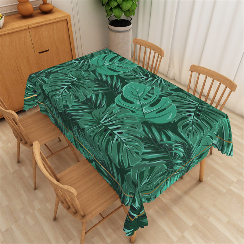 Chic Greenery Tropical Monstera Rectangle Tablecloth - 52x70 Inch