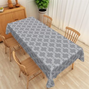 Classic Gray Moroccan Trellis Pattern Tablecloth - 52x70 Inch
