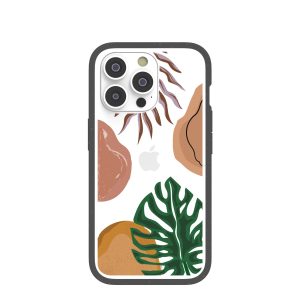Clear Abstract Botanics iPhone 14 Pro Case With Black Ridge