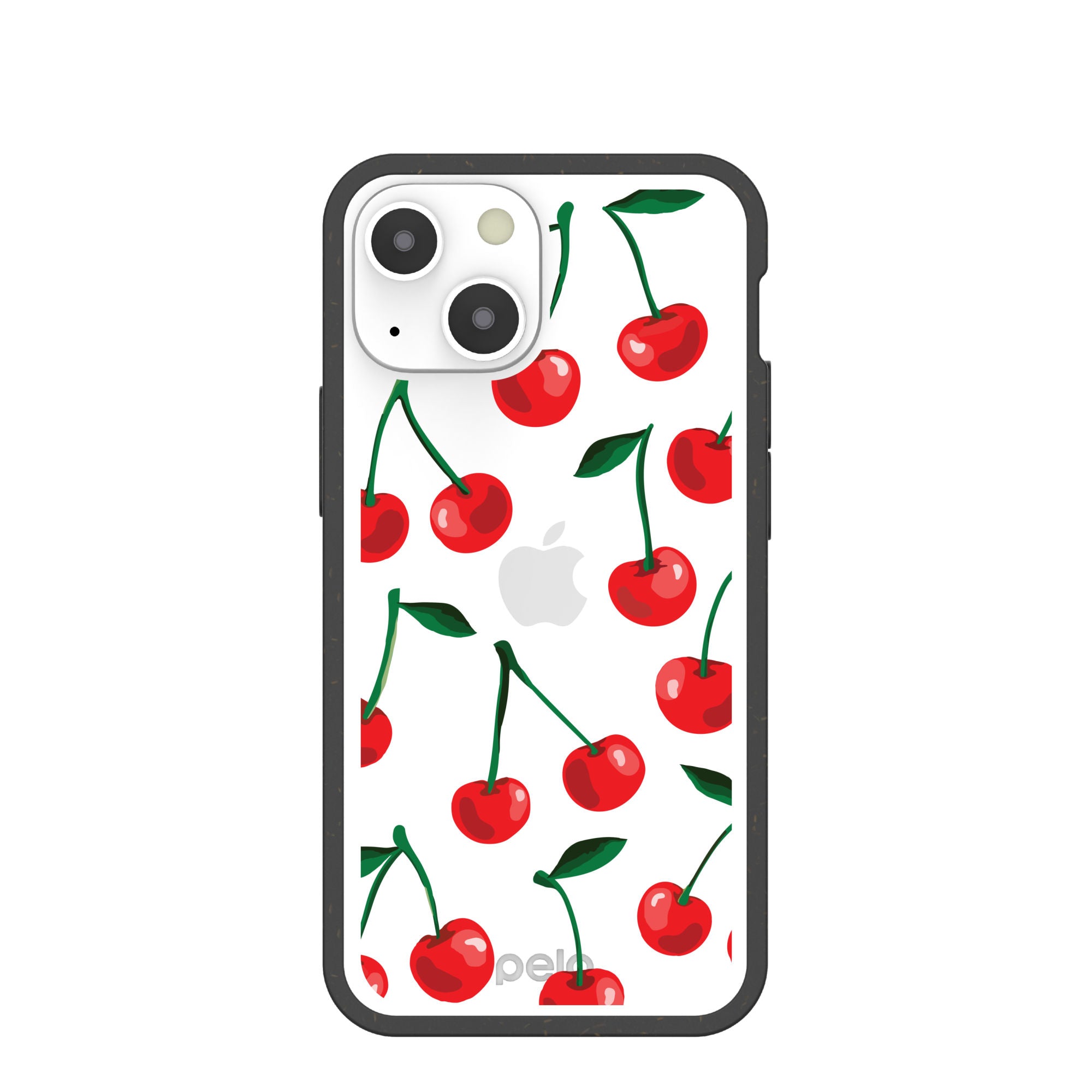 Clear Cherry Bomb iPhone 13 Mini Case With Black Ridge