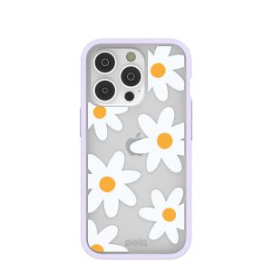 Clear Daisy iPhone 14 Pro Case With Lavender Ridge