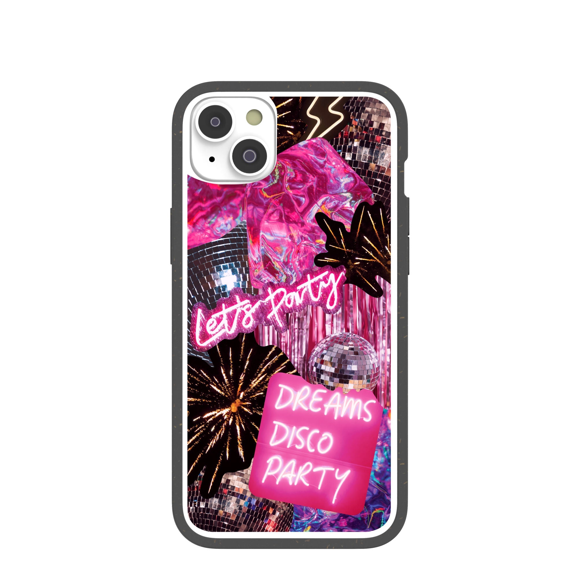 Clear Party Time iPhone 14 Plus Case With Black Ridge