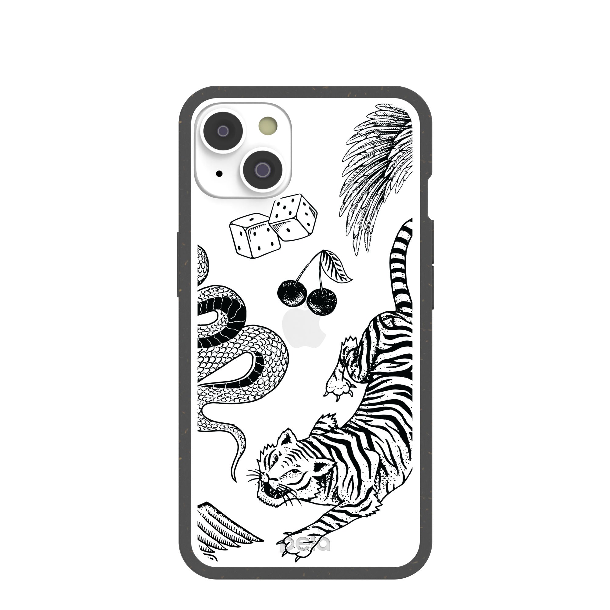 Clear Tiger Luck iPhone 14 Case With Black Ridge