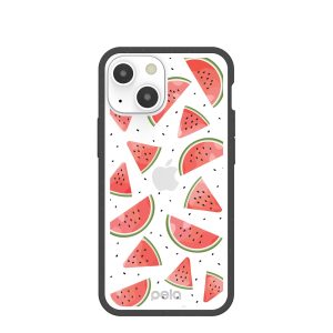 Clear Watermelon iPhone 13 Mini Case With Black Ridge