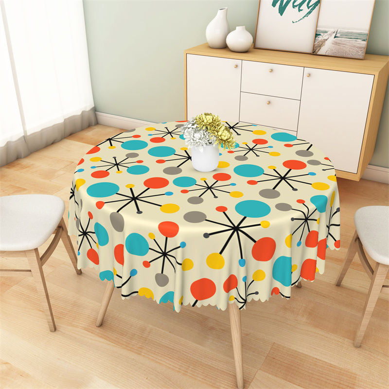 Clolrful Abstract Stuff Repeat Round Tablecloth - Diameter 48inch