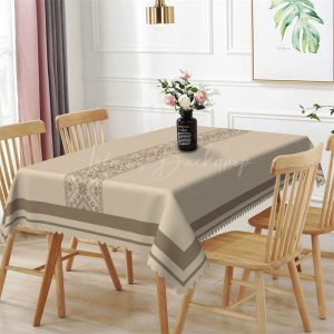 Coffee Color Traditional Pattern Dining Tablecloth - 52x70 Inch