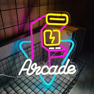 Color Game Machine LED Neon Sign USB Powered Arcade Wall Decor for Game Room Man Cave