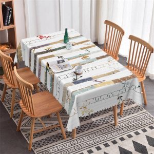 Colored Abstract Stripe Branches Dining Tablecloth - 52x70 Inch