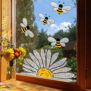 Colorful Bee Sunflower Rainbow Window Cling Glass Decor Sticker