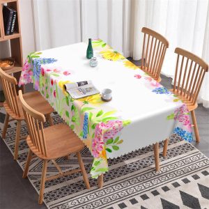 Colorful Flower Picnic Pattern Rectangle Tablecloth - 52x70 Inch