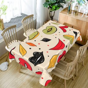 Colorful Lips Valentines Day Rectangle Tablecloth - 52x70 Inch