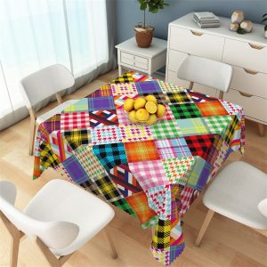 Colorful Splice Classic Checkered Square Tablecloth - 52x70 Inch