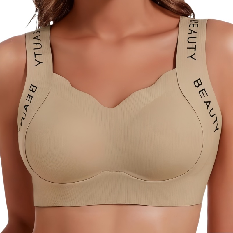 ComfortCurve Seamless Ribbed Wireless Push Up Bra Plus Size